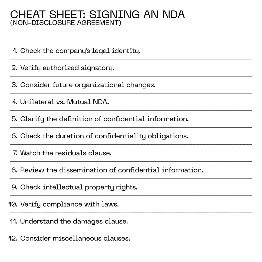 Non-Disclosure Agreement (NDA) protecting intellectual property in stealth startups.