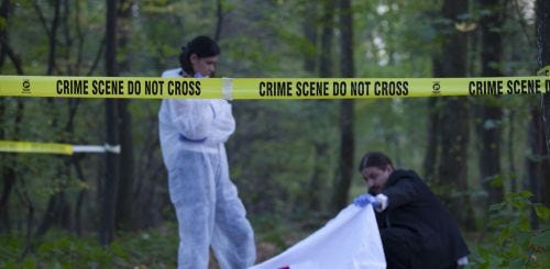 Crime scene tape is usually yellow with black letters in order to make it visible, even from a distance.