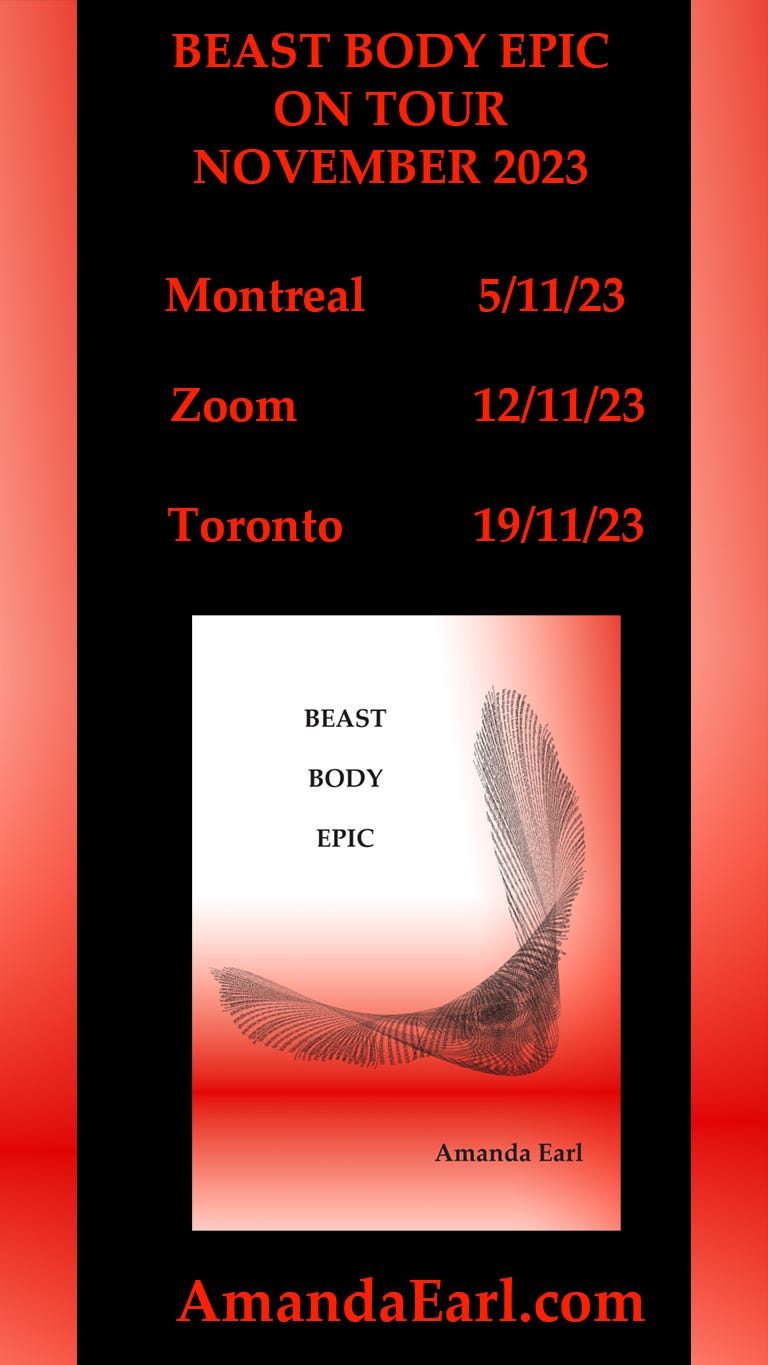 Beast Body Epic on tour/November 2023/Montreal 5/11/23/Zoom 12/11/23/Toronto/19/11/23