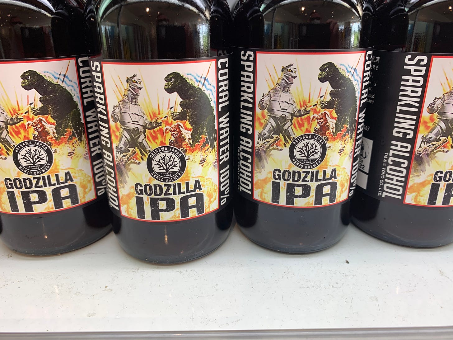 Godzilla beer! In Okinawa. I told you I’m obsessed with Godzilla right? Photo by Author. 