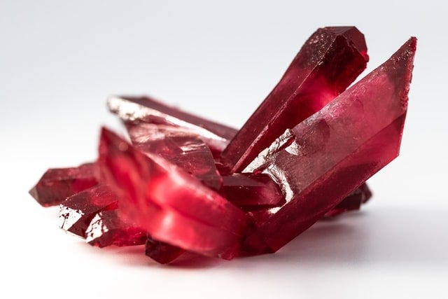 Deep red ruby gem with jagged edges