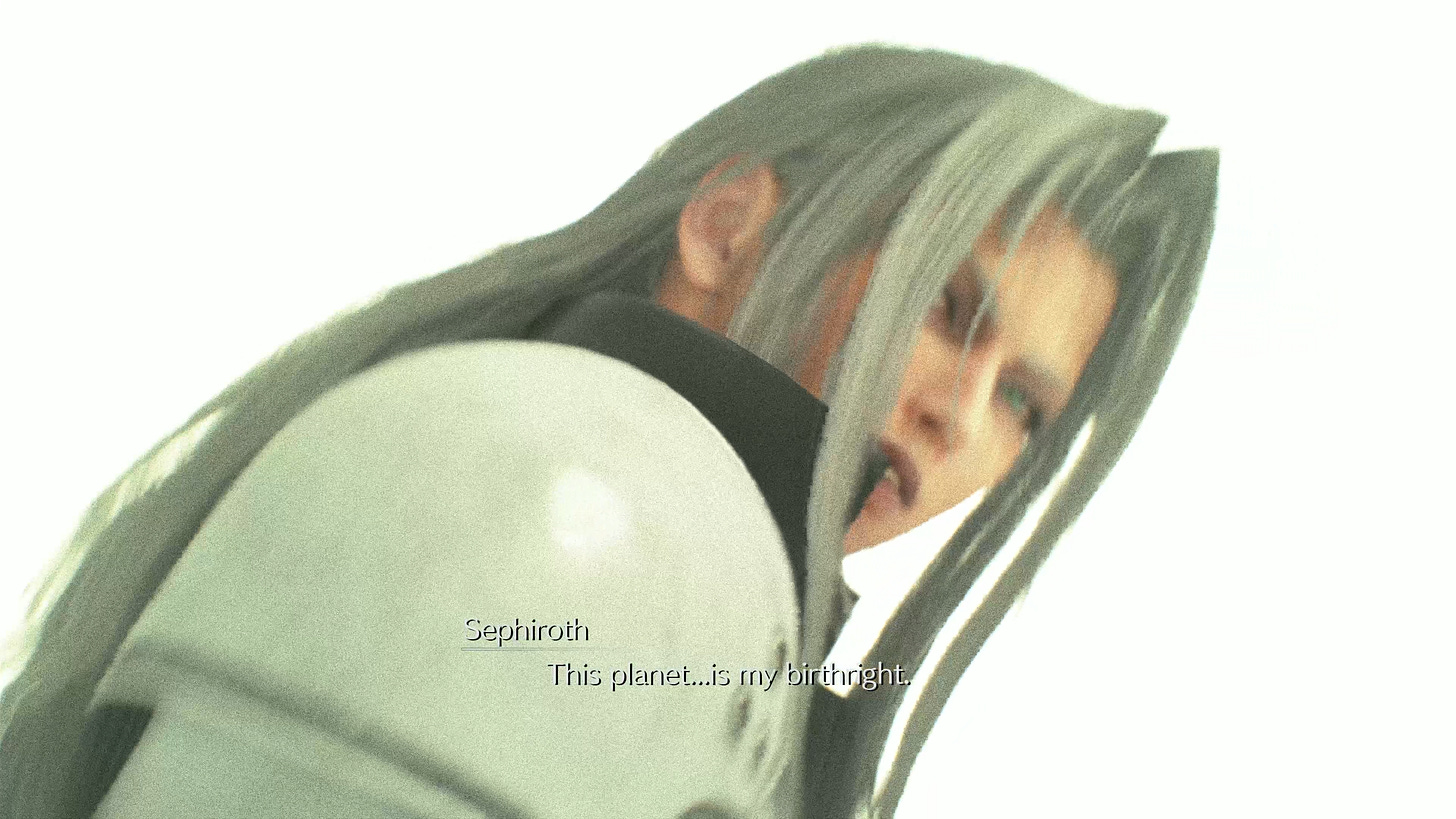 Sephiroth claiming that the planet is his birthright.