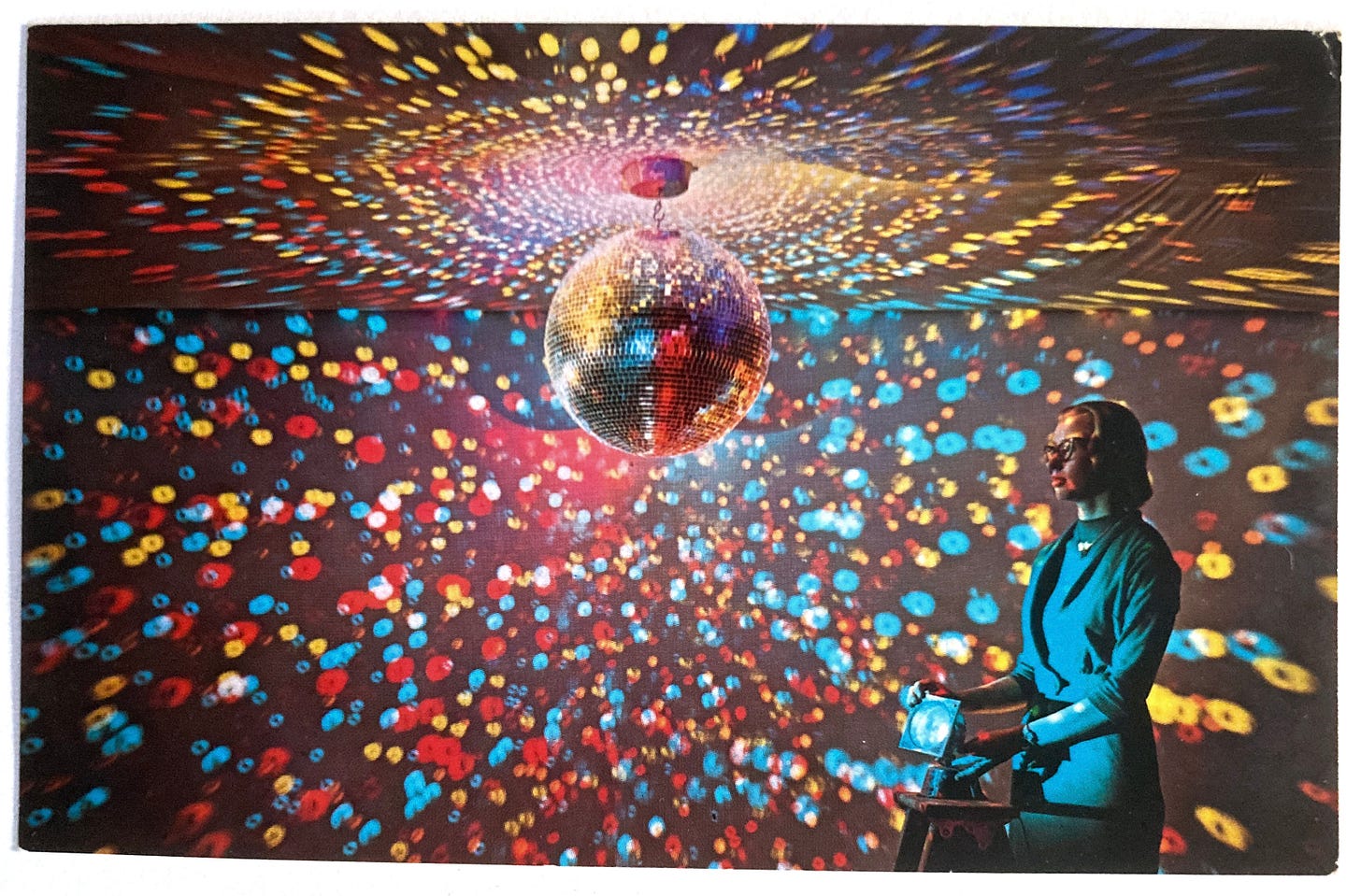 postcard of Halboy fixtures mirrored ball