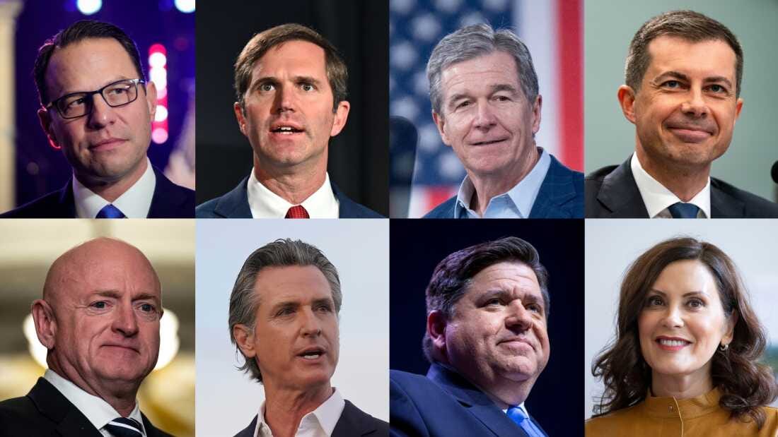 Pennsylvania Gov. Josh Shapiro, Kentucky Gov. Andy Beshear, North Carolina Gov. Roy Cooper, Transportation Secretary Pete Buttigieg, Arizona Sen. Mark Kelly, California Gov. Gavin Newsom, Illinois Gov. J.B. Pritzker and Michigan Gov. Gretchen Whitmer