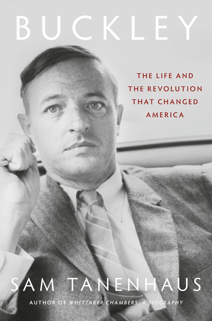 Cover of Sam Tanenhaus's new biography of William F. Buckley, Jr. with a black and white portrait of Buckley.