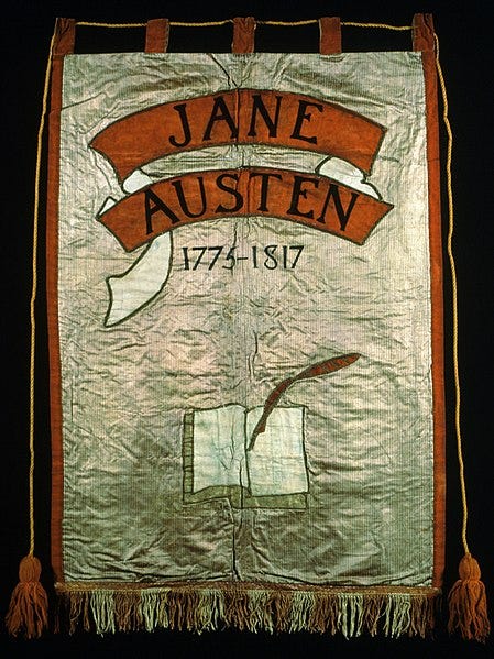 File:Jane Austen Suffrage Banner, 1908. - 23185370383.jpg