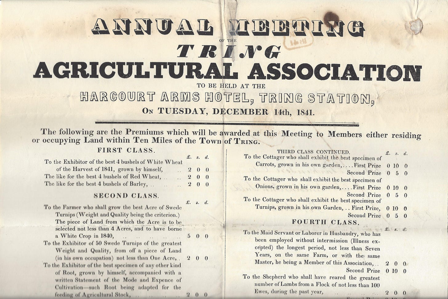 mailed poster advertising annual meeting of ag association