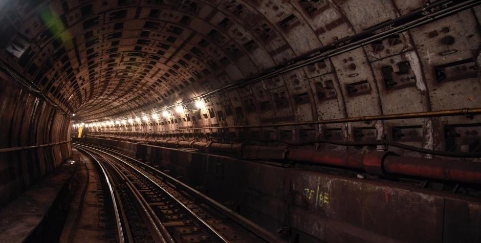 A subway tunnel with newly replaced track