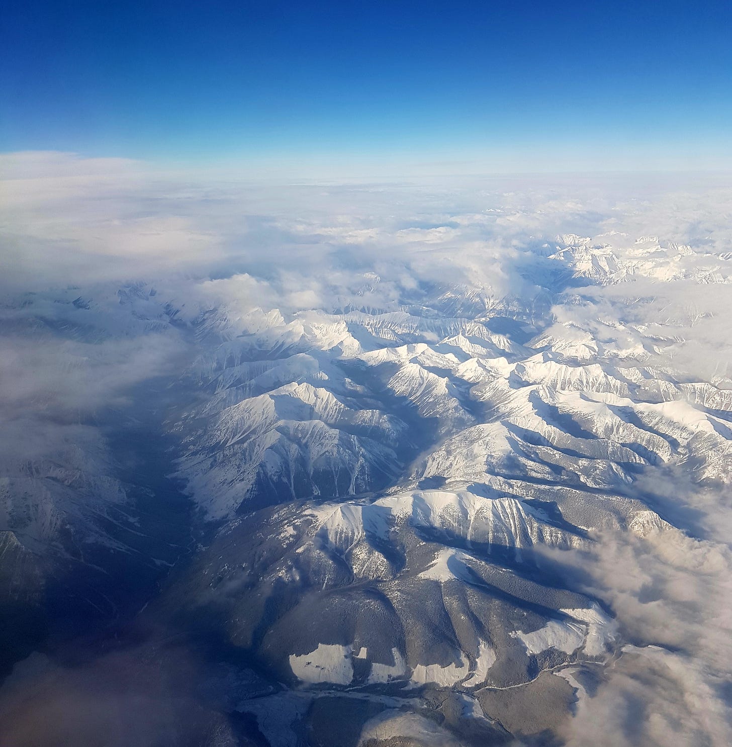 Flying over the Canadian Rockies