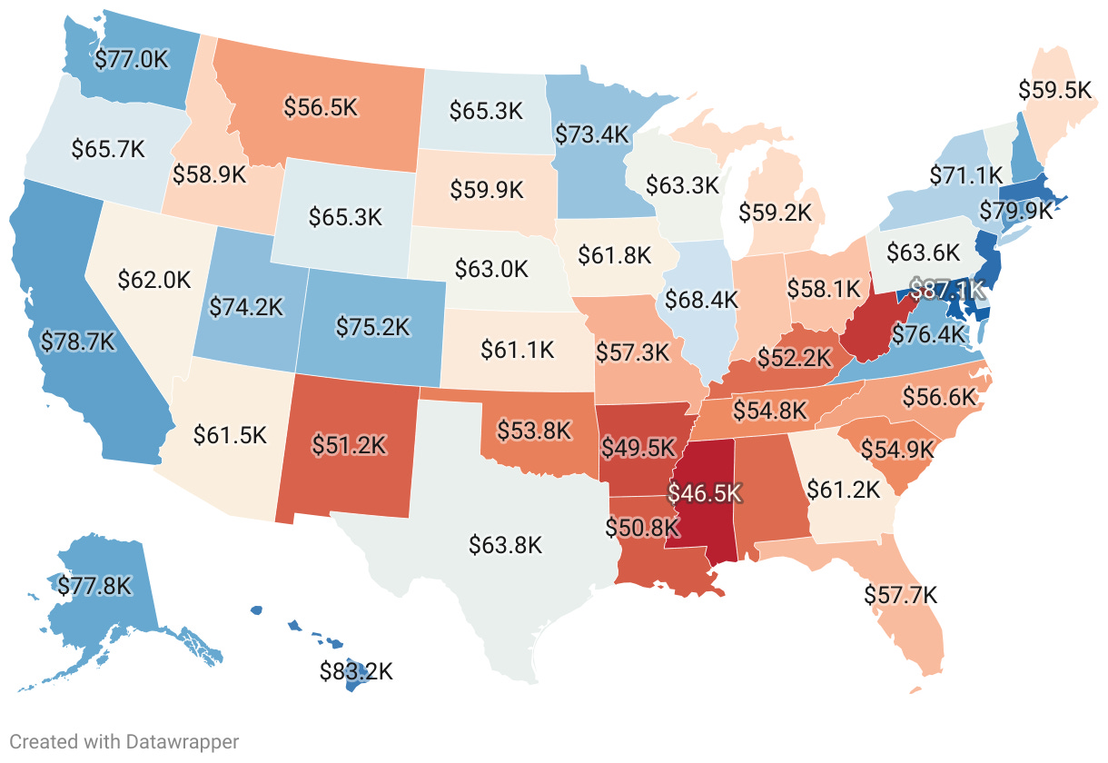 Per Capita Income By State 2024