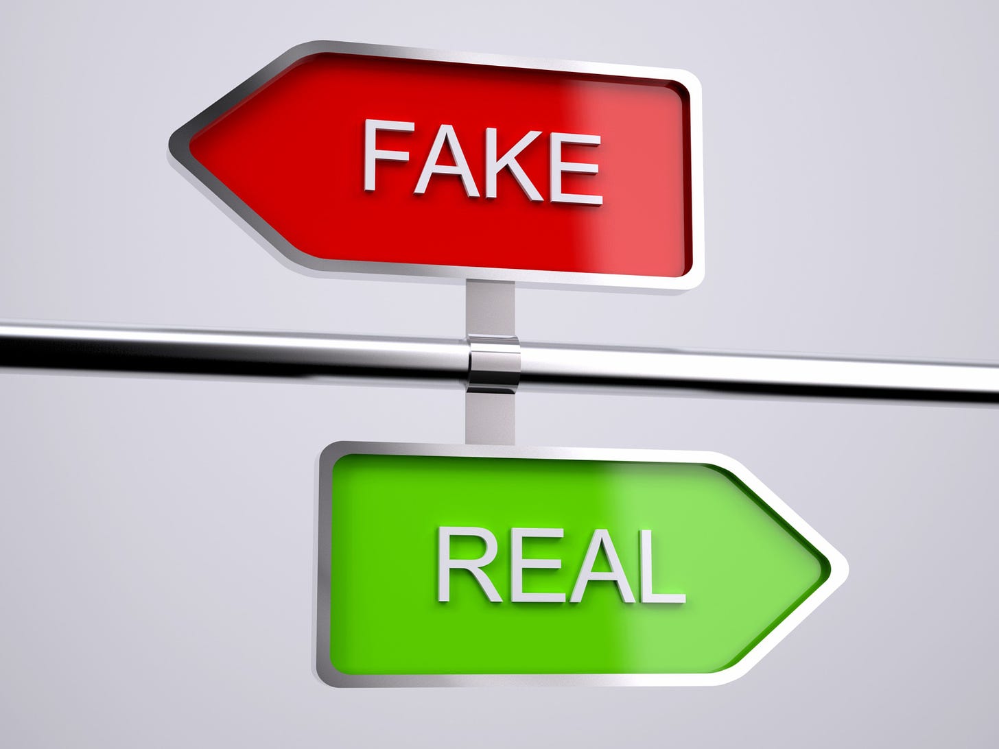 Fake VS Real Signs 3d illustration - Navedas