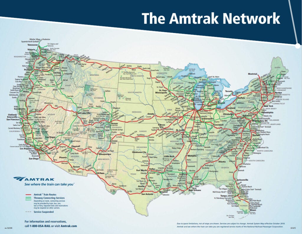 The Amtrak national network. (courtesy Amtrak)
