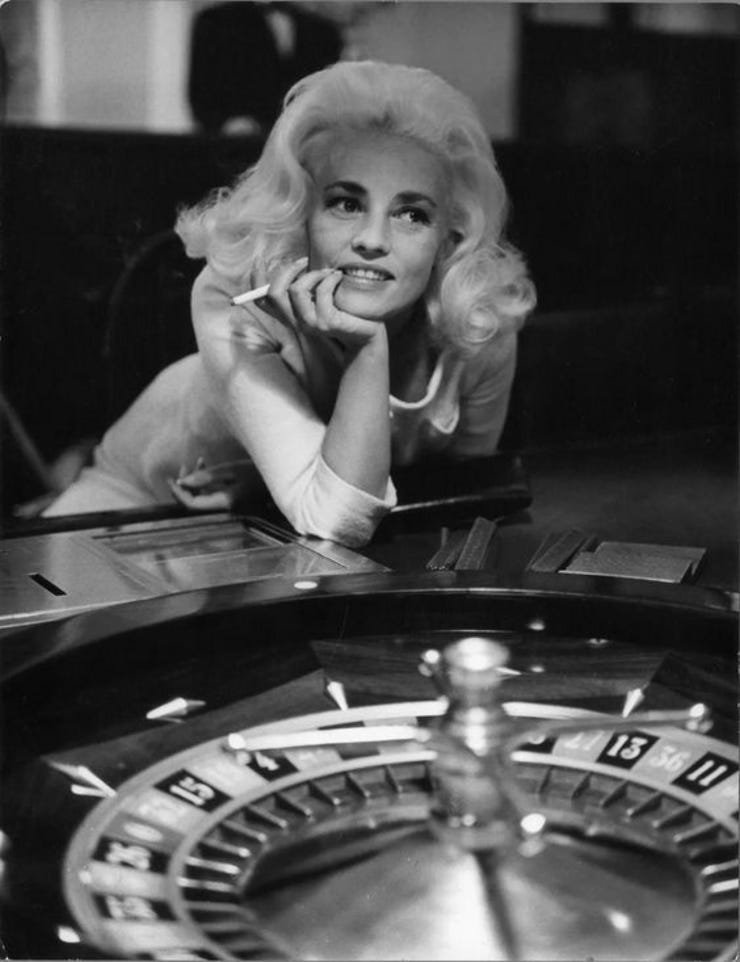 Jeanne Moreau in the Casino de Monte-Carlo, Jacques Demy's Bay Of Angels [1963].