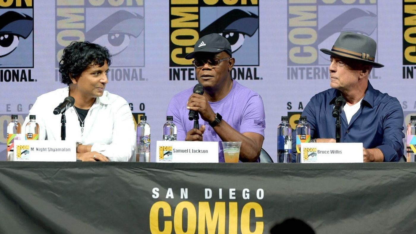 m night shyamalan samuel jackson and bruce willis for glass movie