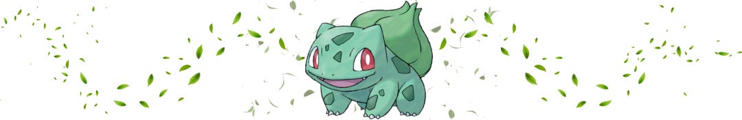 bulbasaur surrounded by leaves