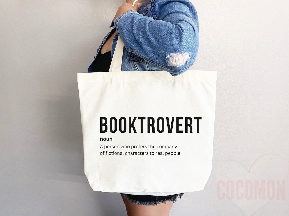 Booktrovert Tote Bag Book Lovers Tote Gift for Book Lover image 3