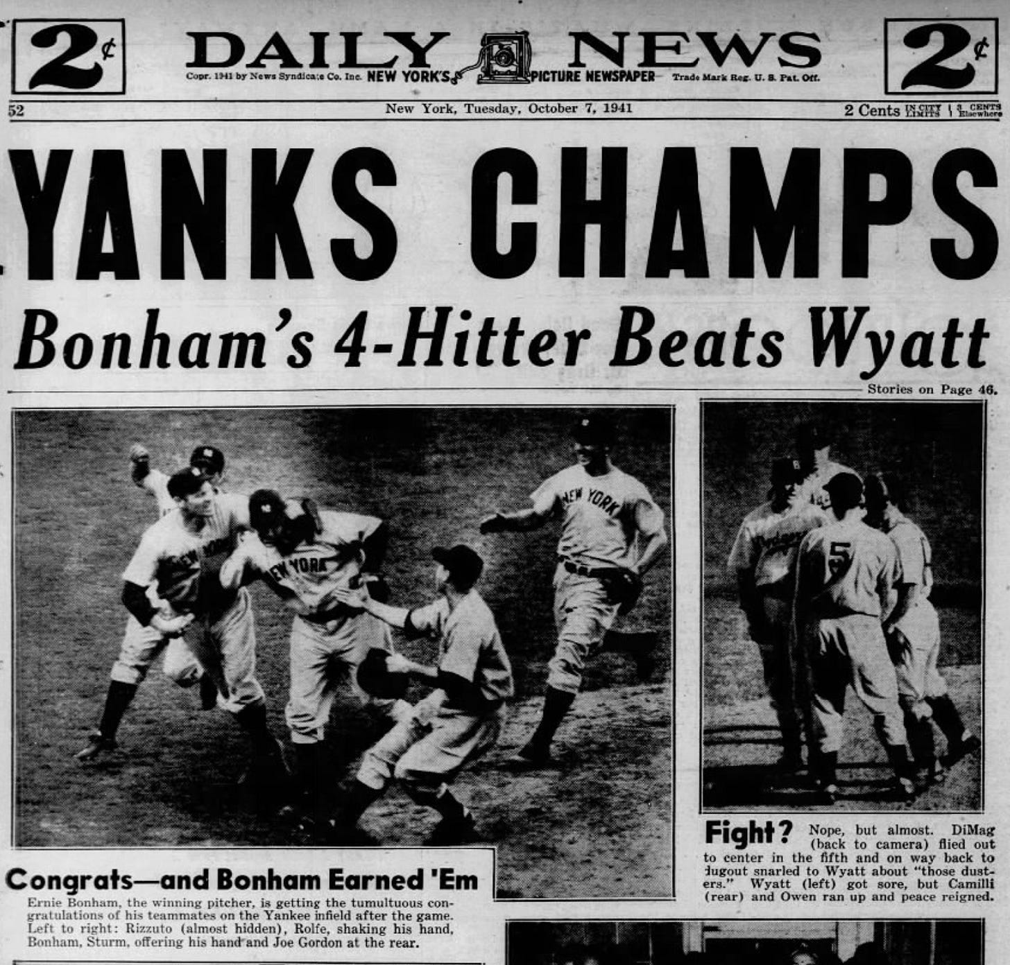 1941 World Series Game 5 New York Daily News