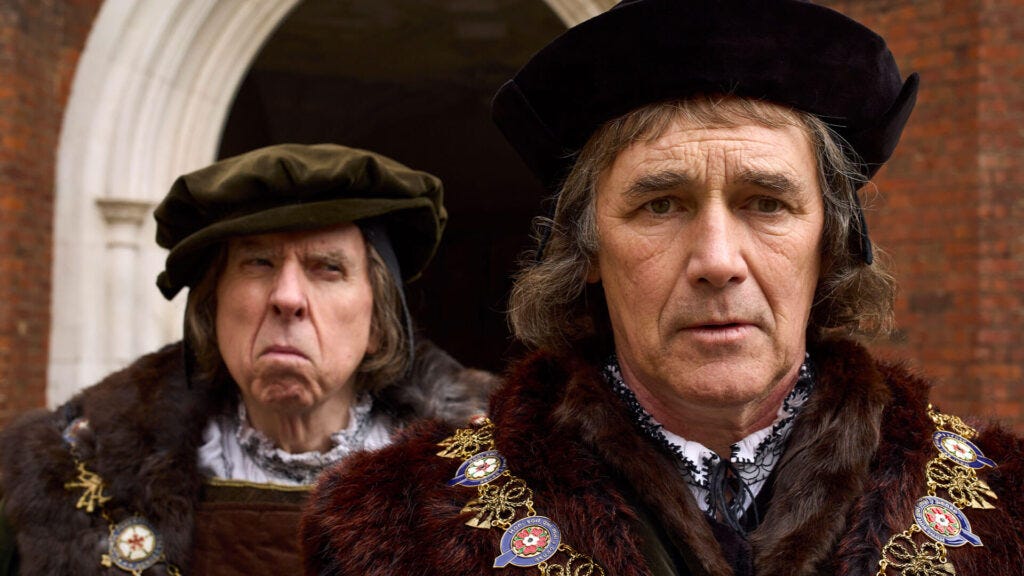 Actors Timothy Spall and Mark Rylance in a scene from the PBS MASTERPIECE historical drama Wolf Hall: The Mirror and the Light.