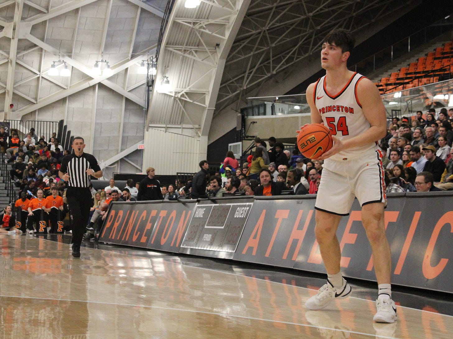 Princeton’s Zach Martini prepares to shoot during a game against Furman on Dec. 2, 2023. (Photo by Adam Zielonka)