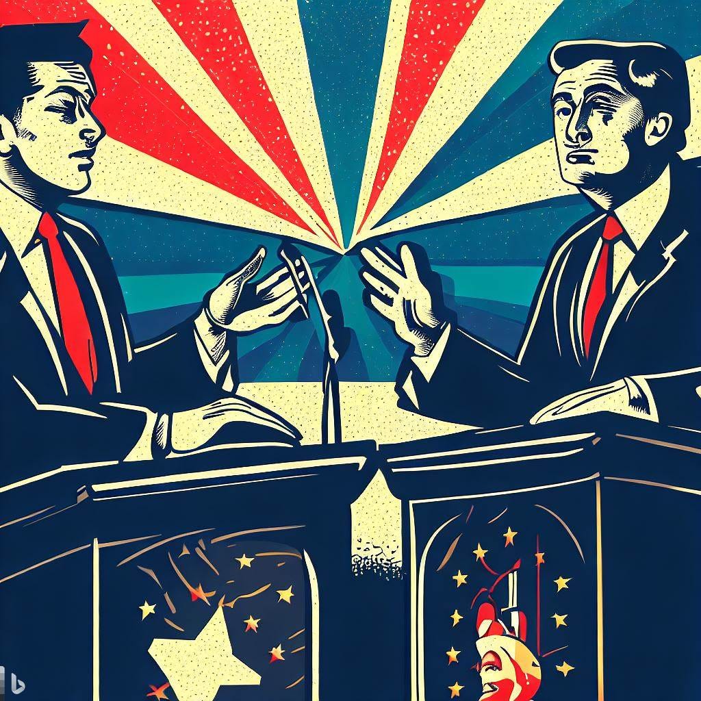 A republican presidential debate, 1930s style, art deco