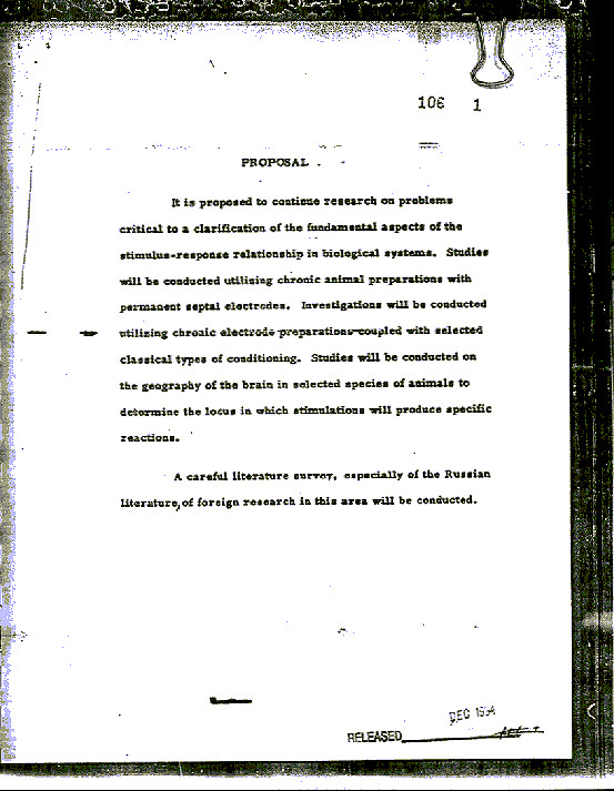 This is a page from the declassified documents of MKULTRA. The documents were "provided by the Central Intelligence Agency under a subsequent Freedom of Information Act request in 1995."