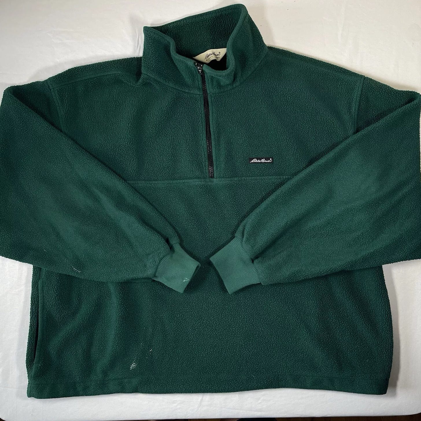 Eddie Bauer Mens XL Vintage Pullover 1/4 Zip Jacket Fleece Green Vintage - Picture 1 of 14