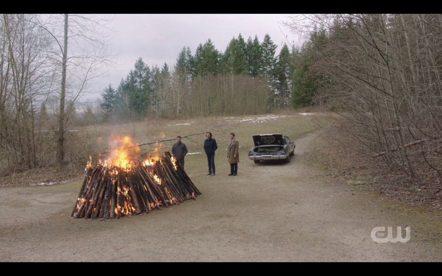 Sam Winchester puts photo of Mary in hunters funeral pyre burning with Dean Cas