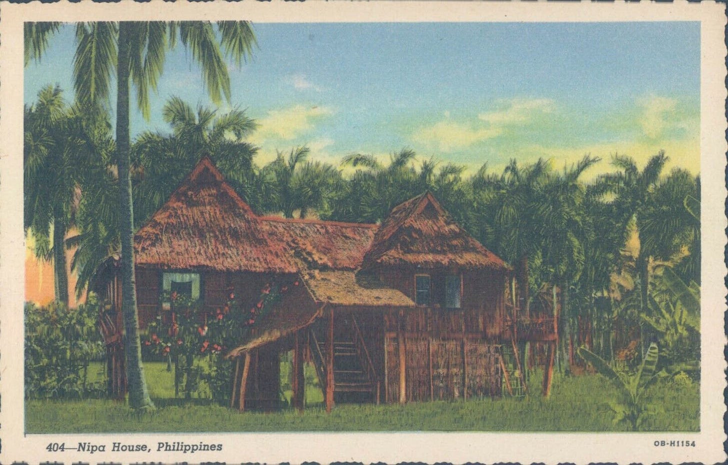 The Philippines Nipa house 1940s PC - Picture 1 of 2