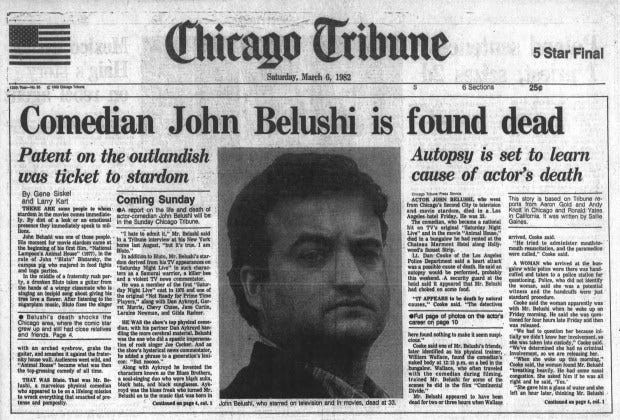 Forty years ago: John Belushi, 'Second City' and 'Saturday Night Live'  alum, found dead in Los Angeles – Chicago Tribune