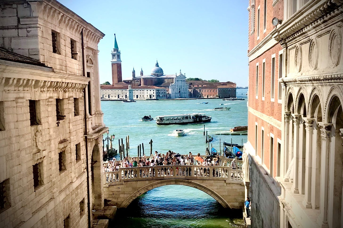 San Giorgio Maggiore from the Bridge of Sighs. Photo by author