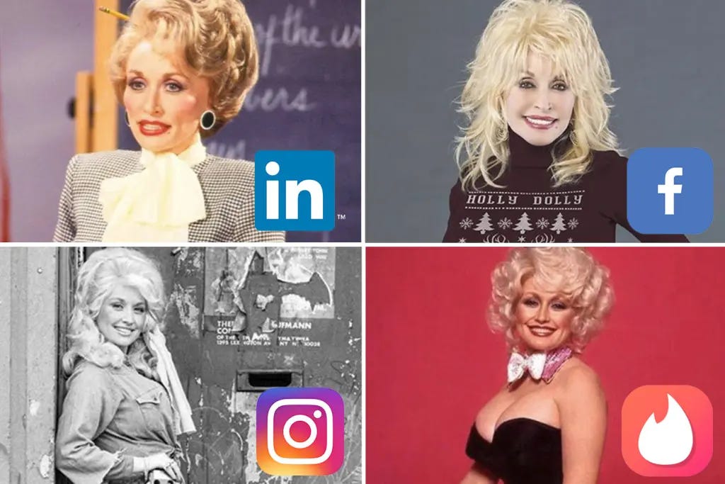 The Dolly Parton 'LinkedIn, Facebook, Instagram, Tinder' meme challenge  explained | Flipboard