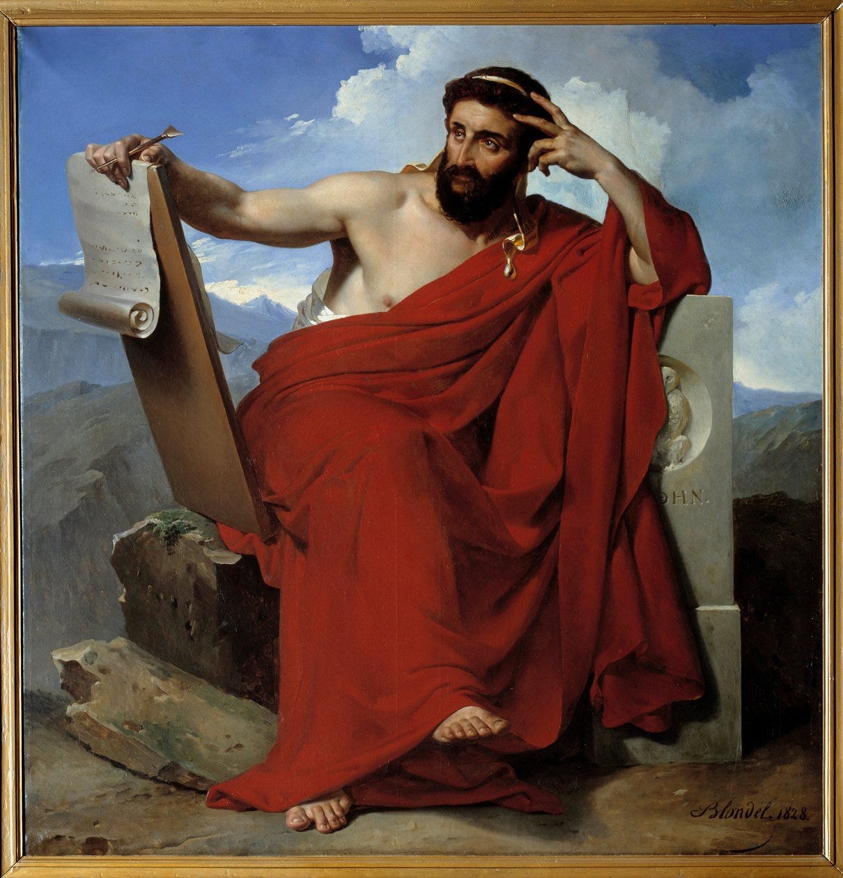 Portrait of Solon Legislator and Poet of Athenes (ca. 640-ca. 588 BC) Painting by Merry Joseph Blondel (1781-1853) 1828 Amiens, Musee de Picardie - Portrait of the poet and legislator Solon of Athens (circa 640-c. 588 BC). Painting by Merry Joseph Blondel  by Merry Joseph Blondel