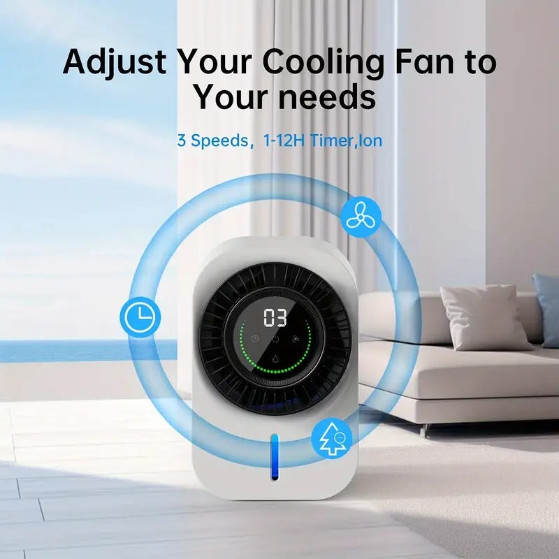   USB Portable Air Cooler, Evaporative Personal Air Conditioner with 3 Speeds, 12H Timer, 20.29oz Capacity - Compact AC Cooling Fan for Bedroom, Office, Desk, Camping - USB-Charged, No Battery, Electronic Components Included 6