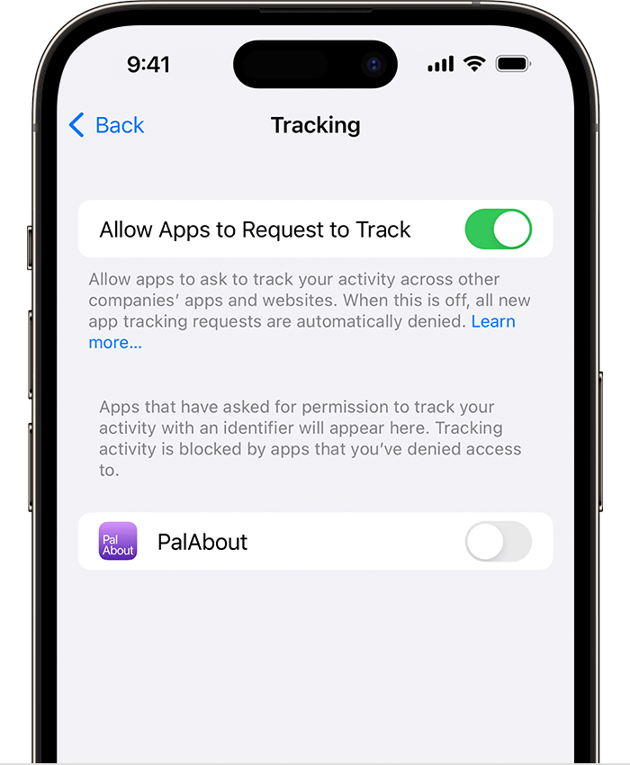 In Settings, you can manage which apps that you allow to track your activity.