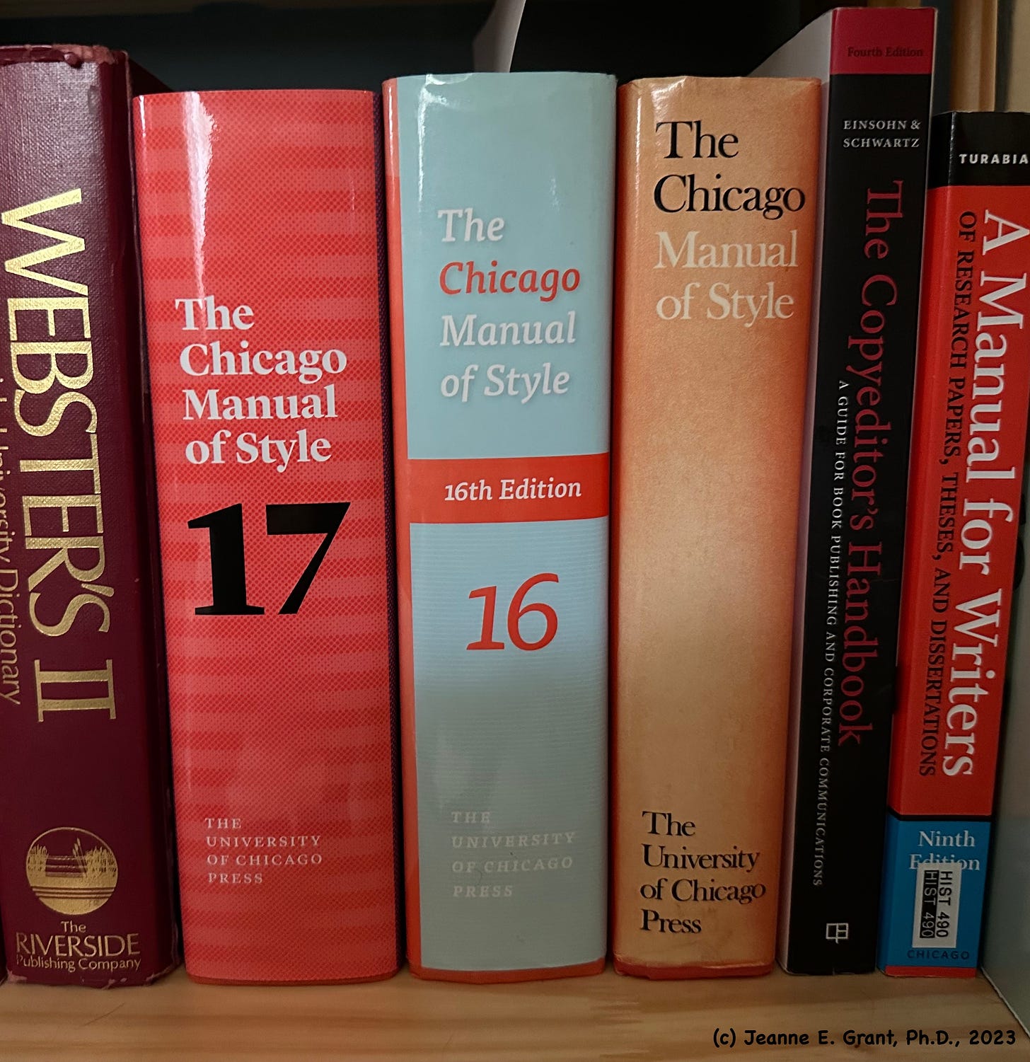 The five reference books mentioned in the post stand next to each other.
