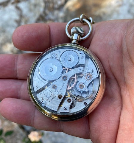 Waltham pocket watch rear