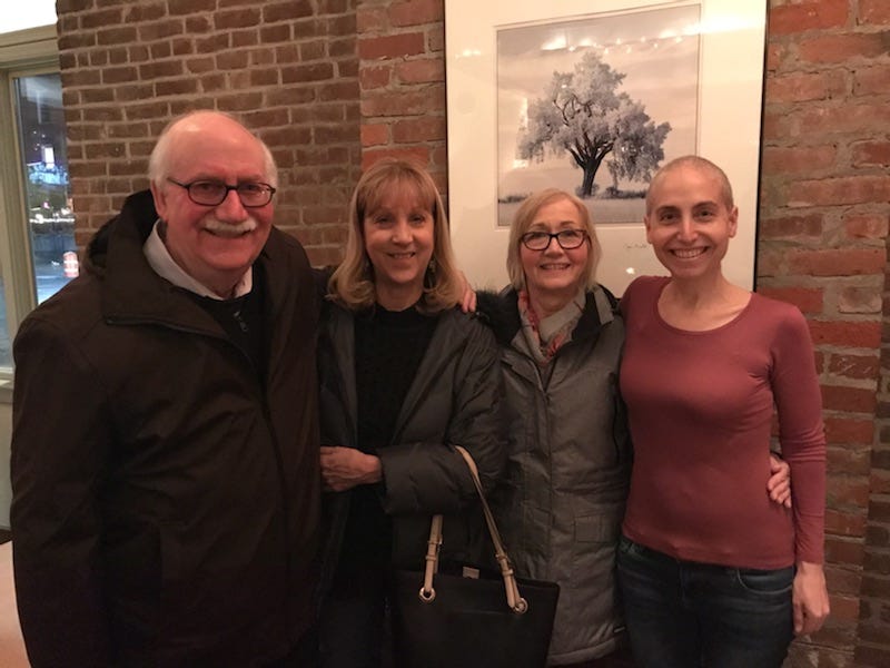 Thanksgiving dinner during cancer treatment: My uncle, aunt, Mom, and Me