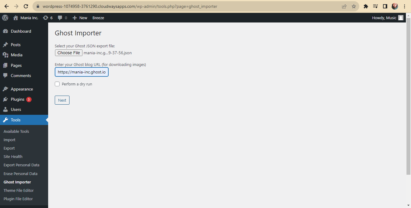 WP Ghost Importer Select File and Input Ghost URL WP Ghost Importer Select File and Input Ghost URL