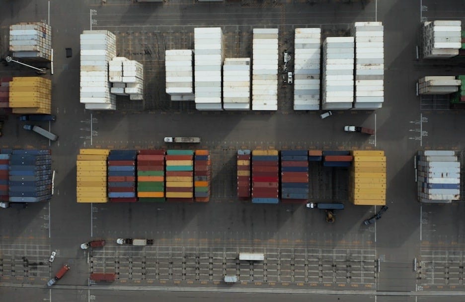 aerial photography of multicolored trailers