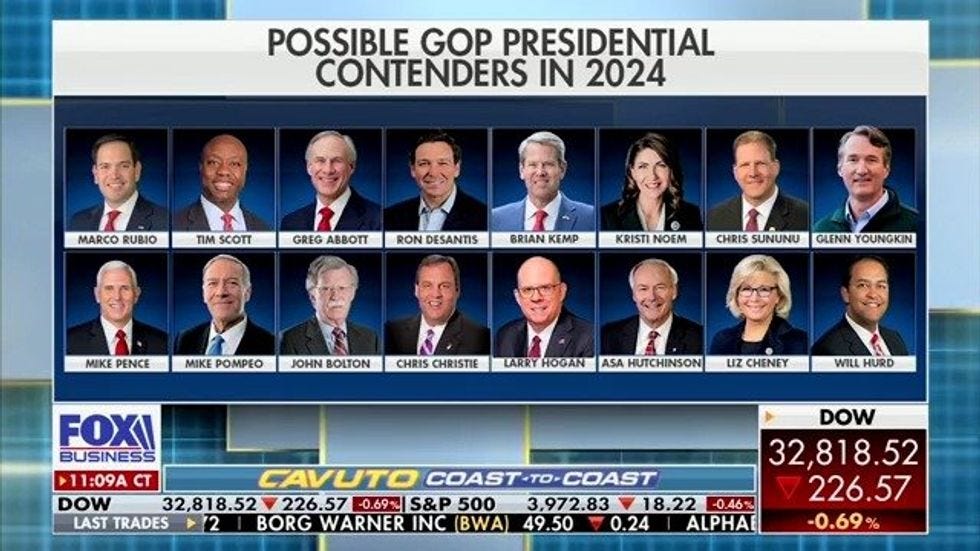 Fox Business screenshot of all possible GOP contenders except the one who's announced. Poor Nikki Haley. 