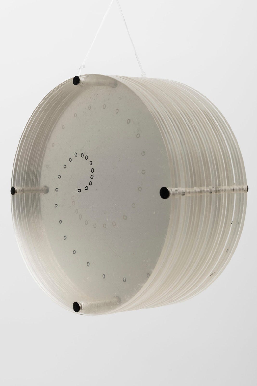 Mira Schendel, Untitled, [from the series ‘Discos’], (acrylic, letraset and screws), 1971 [Galatea, São Paulo and Salvador. Art: © Estate of Mira Schendel. Photo: © Ding Musa]