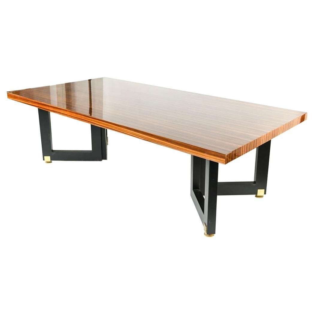 Lorin Marsh Dining Conference Table Smorgasbord Lacquered Zebra-Wood and Brass