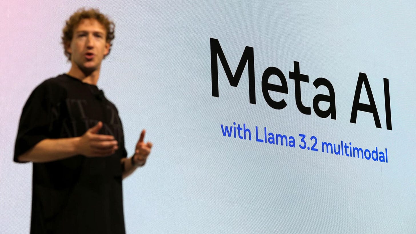 Meta CEO Mark Zuckerberg makes a keynote speech during the Meta Connect annual event, at the company's headquarters in Menlo Park, California, U.S. September 25, 2024. REUTERS/Manuel Orbegozo Meta CEO Mark Zuckerberg makes a keynote speech during the Meta Connect annual event, at the company's headquarters in Menlo Park, California, U.S. September 25, 2024. REUTERS/Manuel Orbegozo