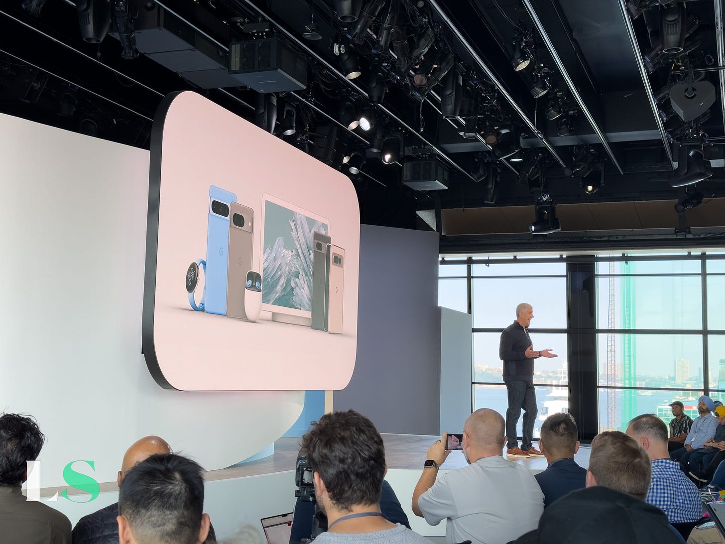 Rick Osterloh onstage during the Google Pixel 8 event in New York City.