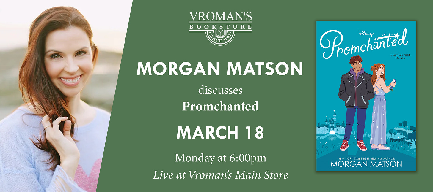 Author Morgan Matson event details for March 18th at 6pm