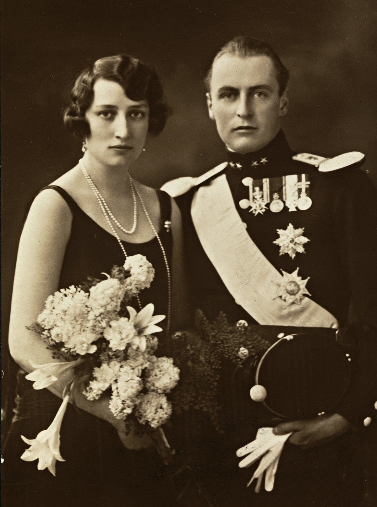 Princess Martha of Sweden and Crown Prince Olav of Norway, 1929 (National Library of Norway)