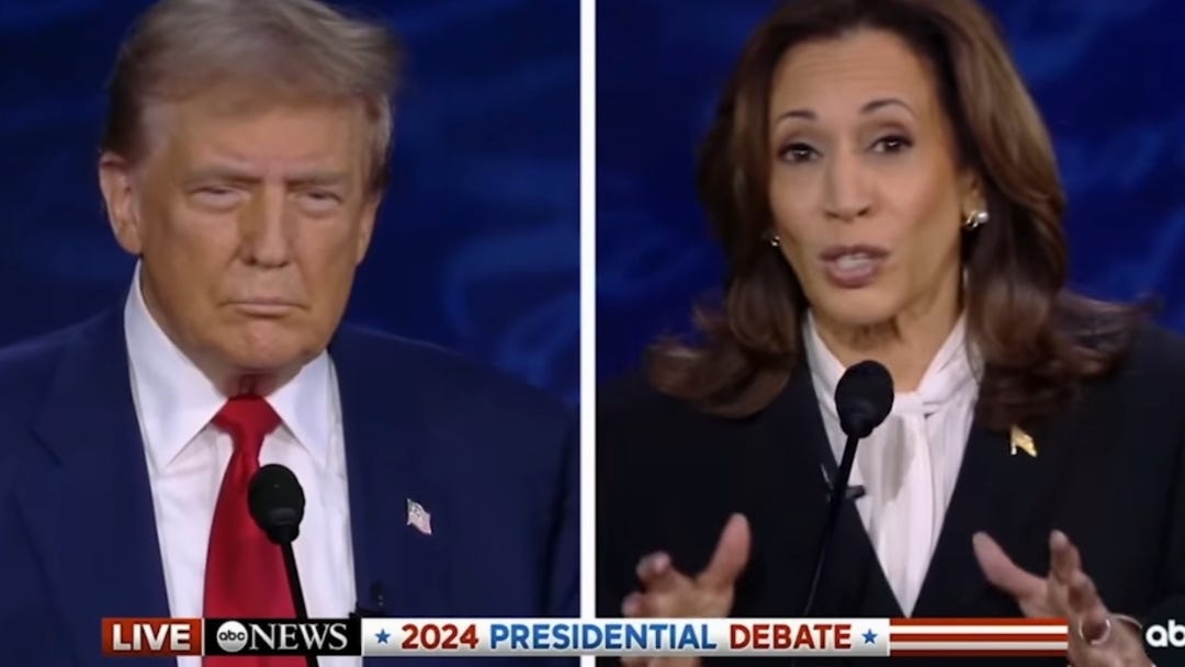 left: Trump, right, Harris