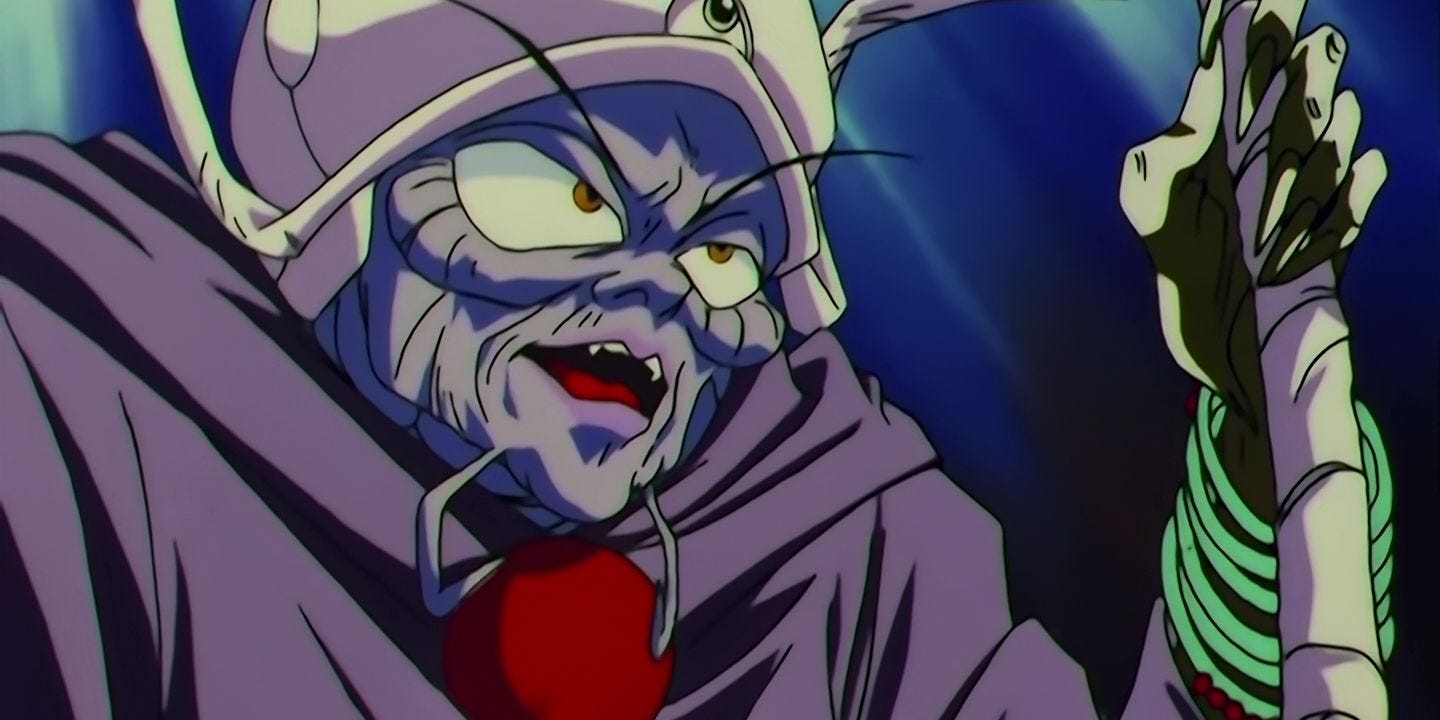 Un primer plano de Zirconia hablando en Sailor Moon.