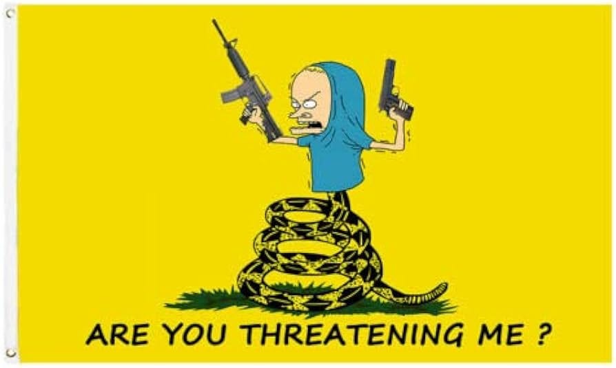 Amazon.com : Are you threatening me flag 3x5ft Beavis and Butthead banner  funny college dorm room wall decor By BelleJunge : Patio, Lawn & Garden