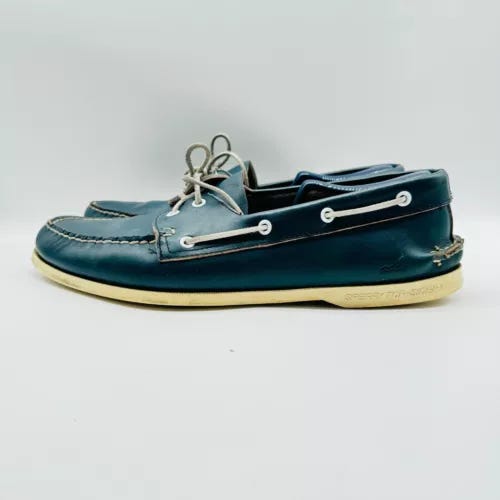 Sperry Loafers Mens 12 Blue Leather Leather Slip On Vintage Boat Casual Shoes - Picture 1 of 11